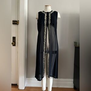 April Cornell Black Sheer Top and Pants Size Small With Beautiful Design
